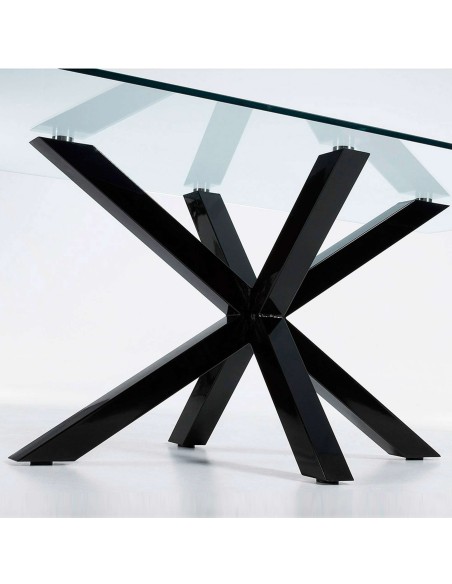 Mesa Argo 180 x 100 cm cristal/patas acero negro - Kave Home