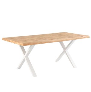 Mesa CORINE 200x100 cm, Roble Natural / Metal Blanco - Vackart. Las más exclusivas y modernas mesas de diseño nórdico en Vackart, tu tienda de diseño online.