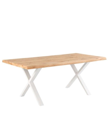 Mesa CORINE 200x100 cm, Roble Natural / Metal Blanco. Vackart