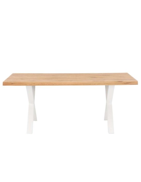 Mesa CORINE 200x100 cm, Roble Natural / Metal Blanco. Vackart