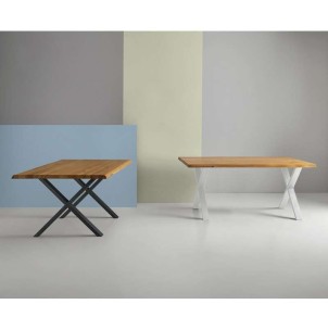 Mesa CORINE 200x100 cm, Roble Natural / Metal Blanco. Vackart 2