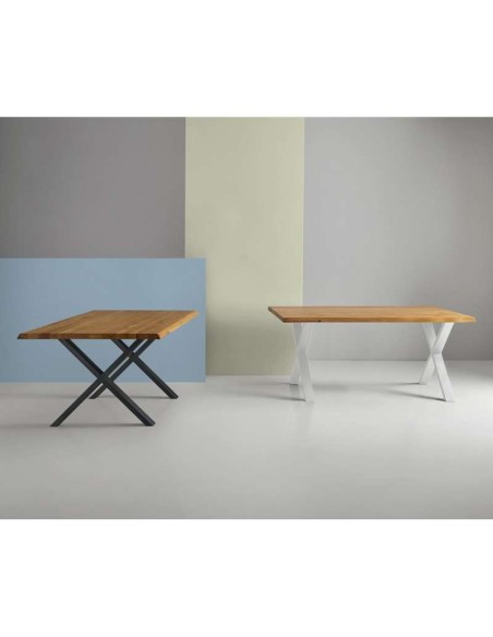 Mesa CORINE 200x100 cm, Roble Natural / Metal Blanco. Vackart