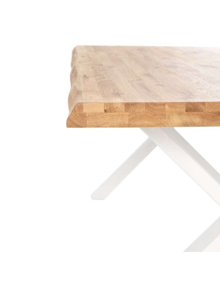 Mesa CORINE 180x95 cm, Roble Natural / Metal Blanco. Vackart