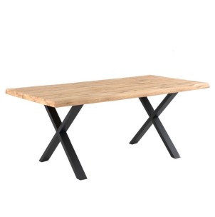 Mesa CORINE 200x100 cm, Roble Natural / Metal Negro - Vackart. Las más exclusivas y modernas mesas de diseño nórdico en Vackart, tu tienda de diseño online.