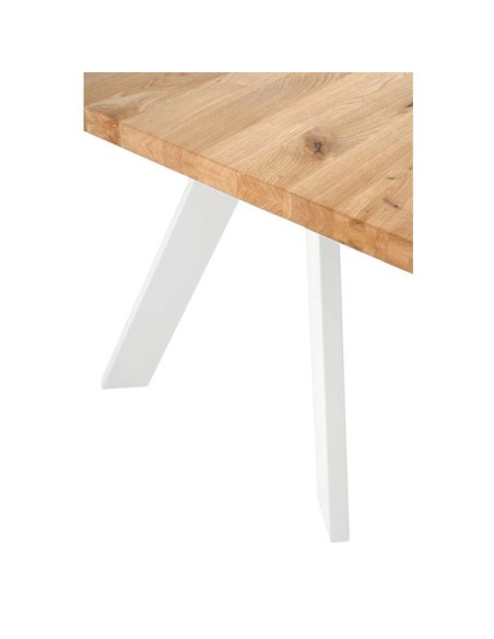 Mesa POLYEDER 200x100 cm, Roble Natural / Metal Blanco. Vackart