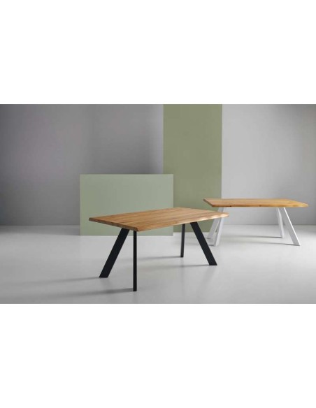 Mesa POLYEDER 200x100 cm, Roble Natural / Metal Blanco. Vackart