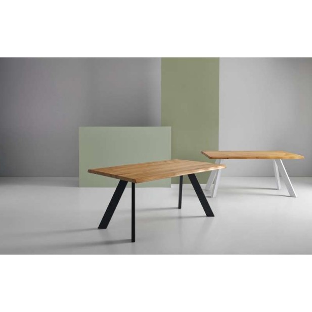 Mesa POLYEDER 180x95 cm, Roble Natural / Metal Blanco. Vackart