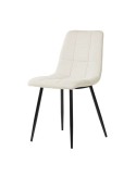 Silla VAFFEL, Textil Beige / Metal Negro