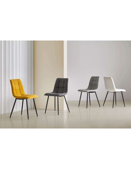 Silla VAFFEL, Textil Beige / Metal Negro. Vackart