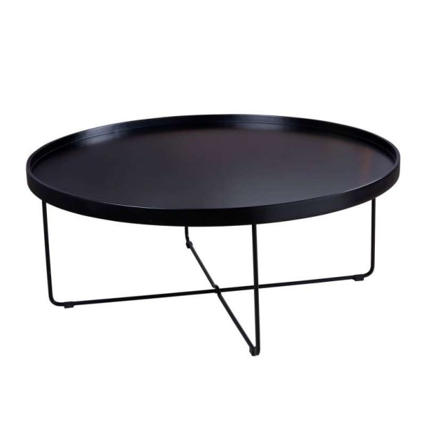 Mesa de Centro BAKKE Ø90 cm, Metal / DM Negro. Vackart