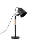 Lámpara de Sobremesa SPION, Metal Negro / Madera Natural