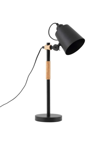 Lámpara de Sobremesa SPION, Metal Negro / Madera Natural. Vackart