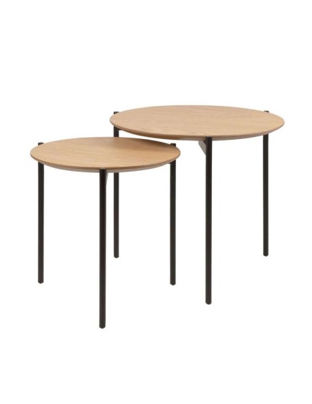 Set 2 Mesas SFÆR, Chapa Roble / Metal Negro. Vackart