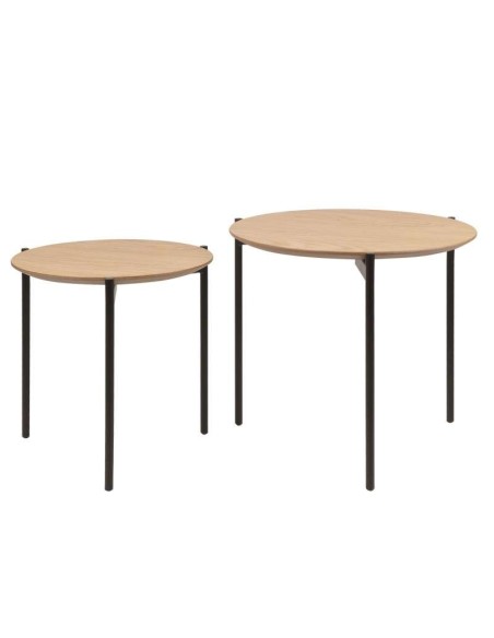 Set 2 Mesas SFÆR, Chapa Roble / Metal Negro. Vackart