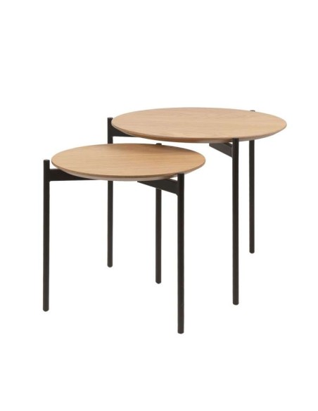 Set 2 Mesas SFÆR, Chapa Roble / Metal Negro. Vackart