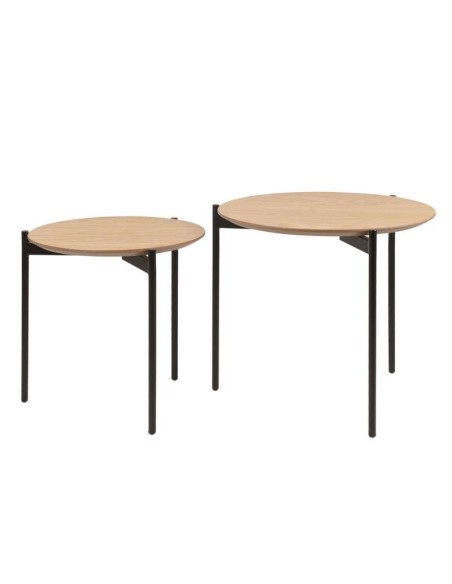 Set 2 Mesas SFÆR, Chapa Roble / Metal Negro. Vackart