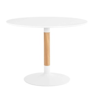 Mesa LIOM Ø120 cm de Comedor, DM Blanco / Madera Natural - Vackart. Las más exclusivas y modernas mesas de diseño nórdico en Vackart, tu tienda de diseño online.