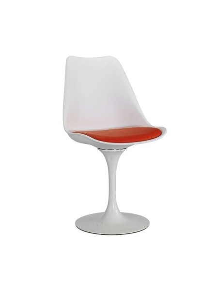 Silla TULIP blanca, cojín rojo, Inspiración Tulip Chair de Eero Saarinen