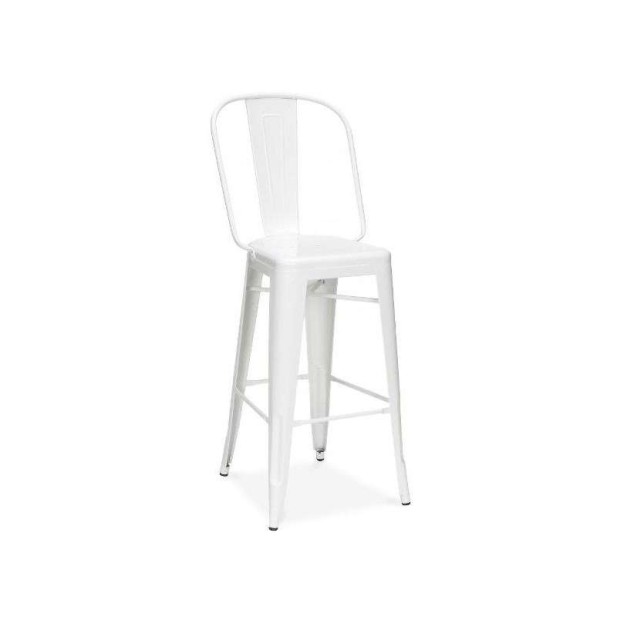 Taburete Tolix 76 cm Blanco respaldo alto, Inspiración - Vackart