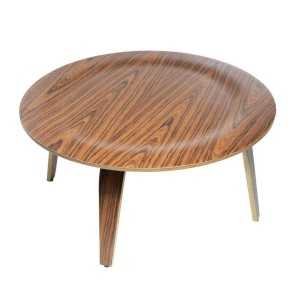 Mesa Plywood 87cm de Centro Redonda, Palo Rosa - Vackart Mesa de café moderna y nórdica, mesa de diseño, ideal para sitios vintage elegantes y modernos