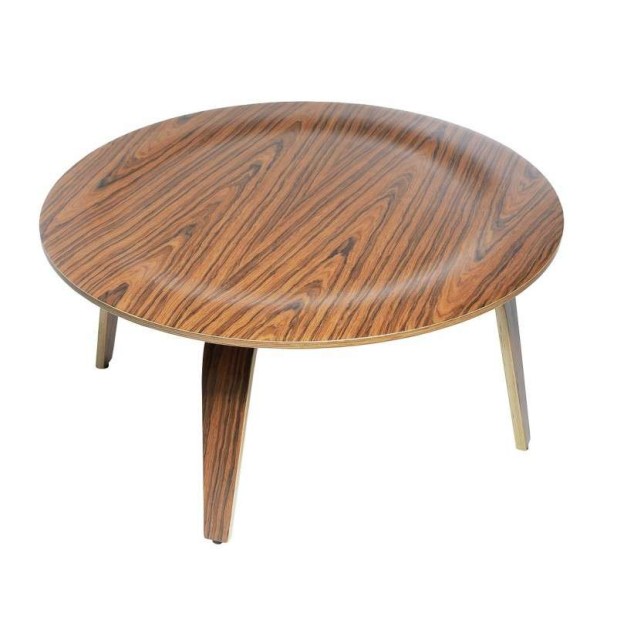 Mesa Plywood 87cm de Centro Redonda, Palo Rosa - Vackart