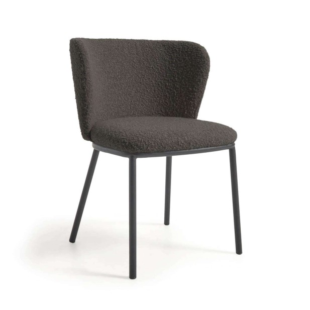 Silla Ciselia borrego negro/metal negro - Kave Home. Vackart CC3000J01