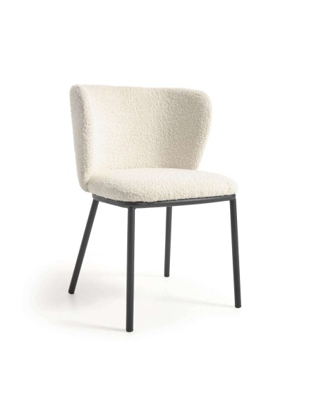 Silla Ciselia borrego blanco y metal negro - Kave Home