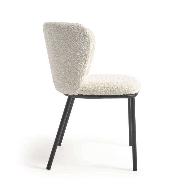 Silla Ciselia borrego blanco y metal negro - Kave Home