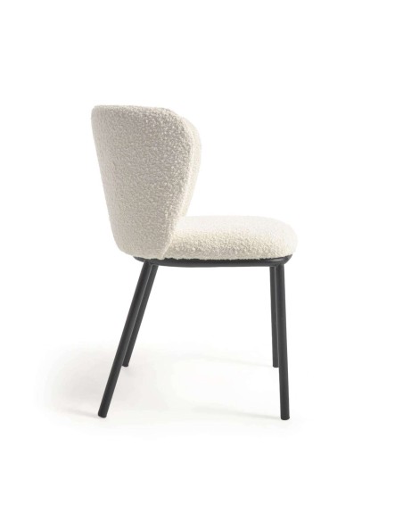 Silla Ciselia borrego blanco y metal negro - Kave Home