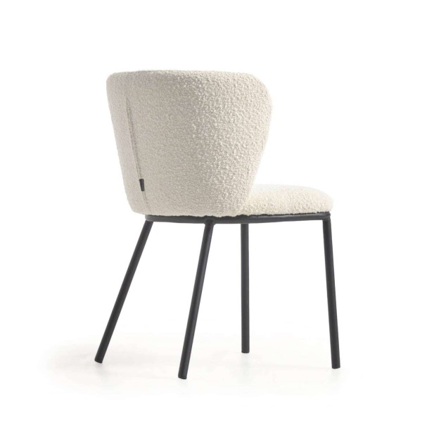 Silla Ciselia borrego blanco y metal negro - Kave Home