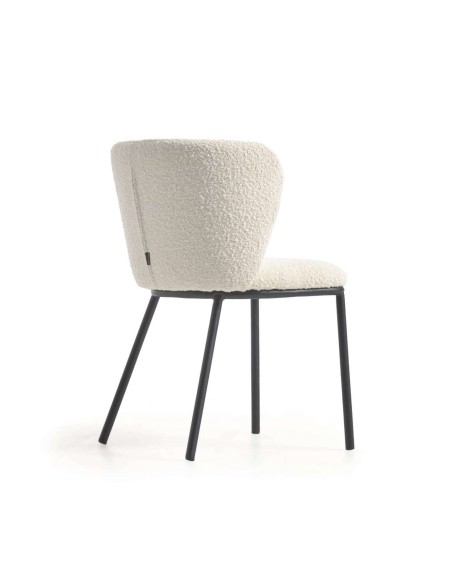 Silla Ciselia borrego blanco y metal negro - Kave Home