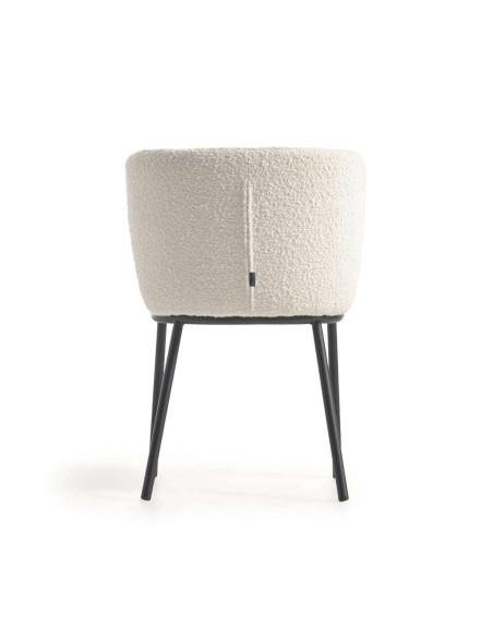 Silla Ciselia borrego blanco y metal negro - Kave Home