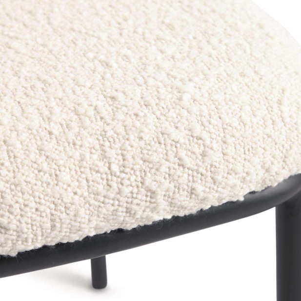 Silla Ciselia borrego blanco y metal negro - Kave Home