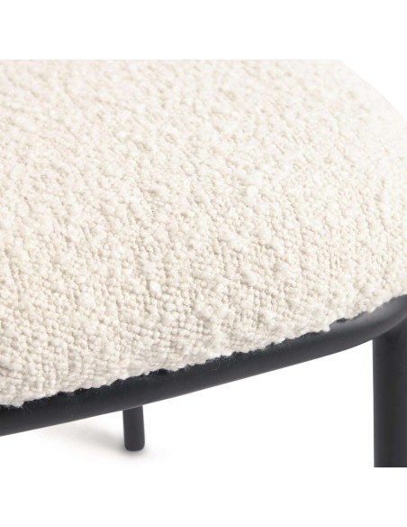 Silla Ciselia borrego blanco y metal negro - Kave Home