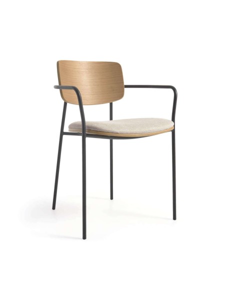 Silla Maureen chapa roble/metal negro - Kave Home. Vackart; CC6028KY12