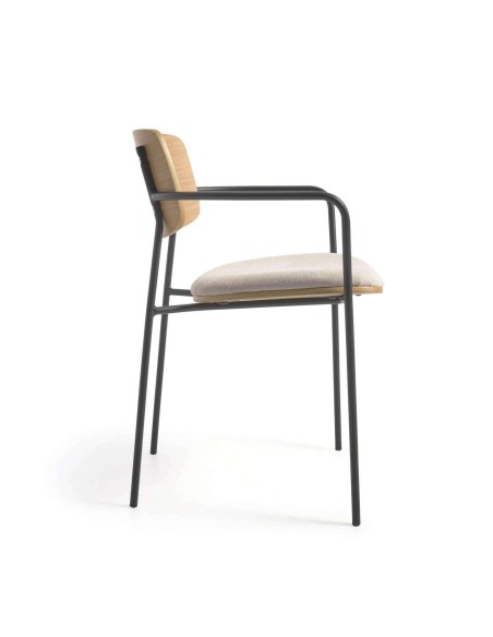 Silla Maureen chapa roble/metal negro - Kave Home. Vackart; CC6028KY12