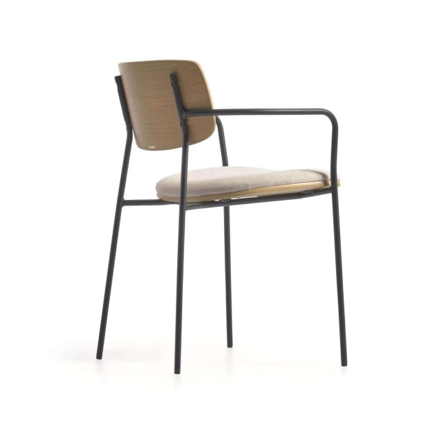Silla Maureen chapa roble/metal negro - Kave Home. Vackart; CC6028KY12