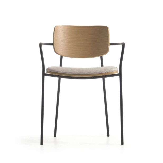 Silla Maureen chapa roble/metal negro - Kave Home. Vackart; CC6028KY12