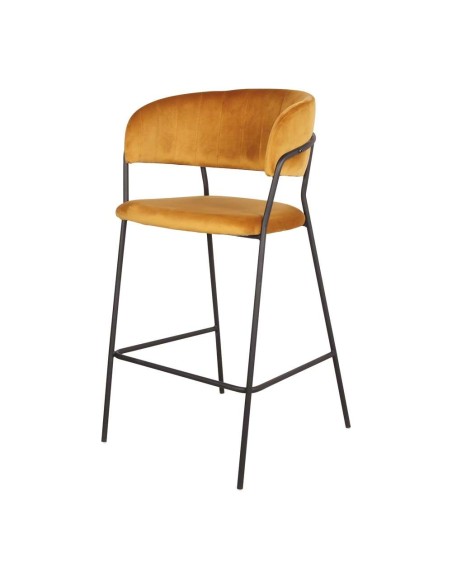 Taburete KAISER 74 cm, Terciopelo Curry / Metal Negro. Vackart