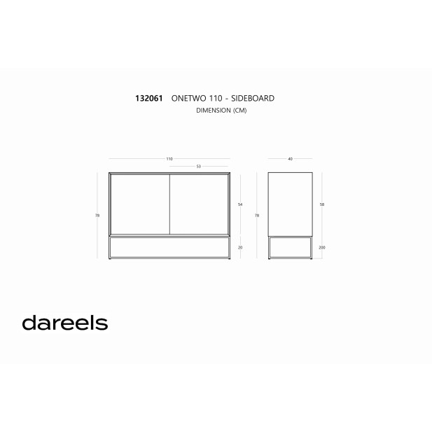 Aparador ONETWO 110, Teca Reciclada / Hierro - Dareels. Vackart