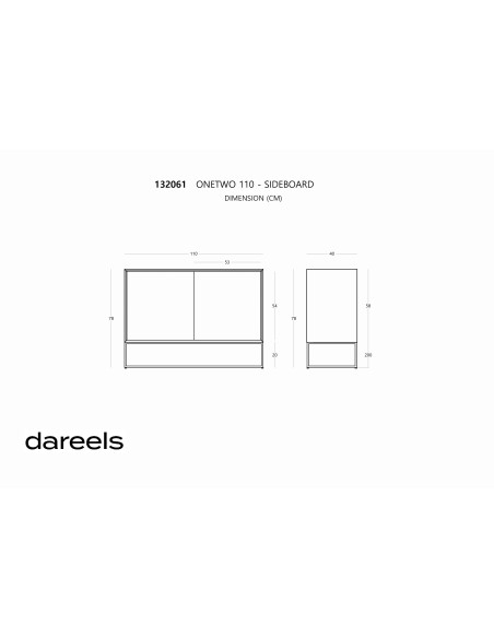 Aparador ONETWO 110, Teca Reciclada / Hierro - Dareels. Vackart