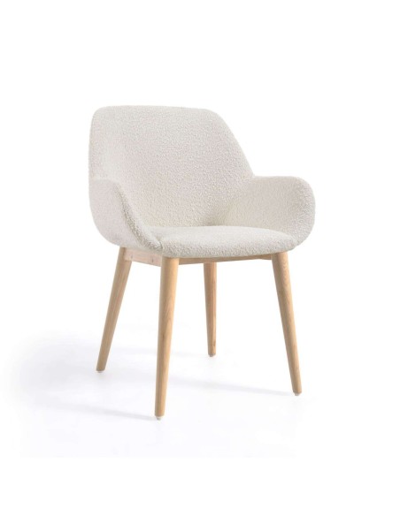 Silla KONNA borrego blanco/patas fresno - Kave Home. Vackart CC5212J33