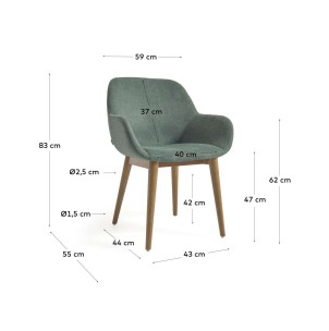 Silla KONNA verde/patas fresno - Kave Home. Vackart CC5212KY19 2