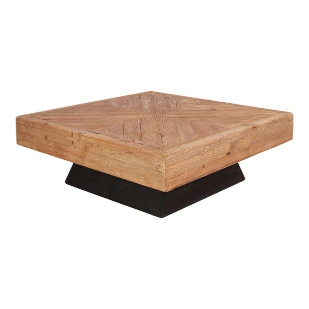 Mesa de Centro MARIUS, Madera Reciclada Natural / Negro. Vackart