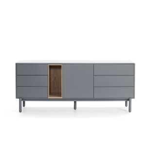 Aparador CORVO 180x40 cm, DM Gris Perla / Chapa Natural - Teulat. Los modernos y más exclusivos muebles de diseño nórdico, solo en Vackart tu tienda de diseño.