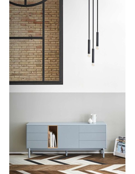 Aparador CORVO 180x40 cm, DM Gris Perla / Roble - Teulat. Vackart