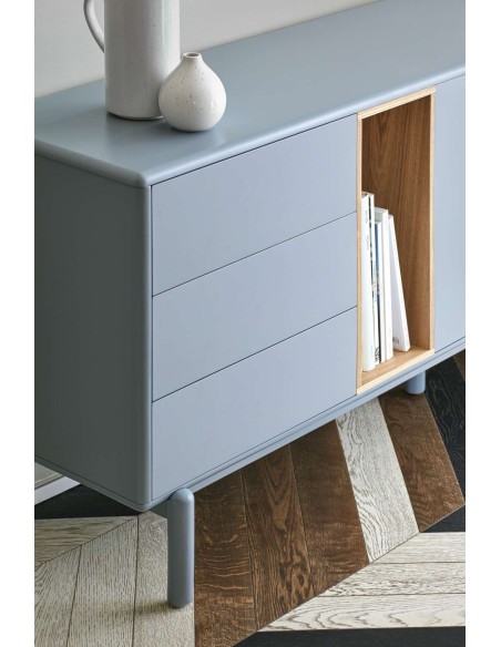 Aparador CORVO 180x40 cm, DM Gris Perla / Roble - Teulat. Vackart