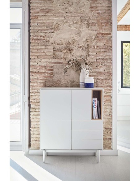 Aparador CORVO 100x40 cm, DM Crema / Roble - Teulat. Vackart