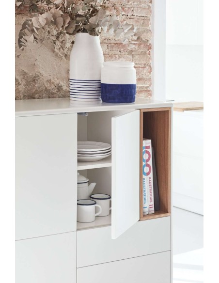 Aparador CORVO 100x40 cm, DM Crema / Roble - Teulat. Vackart