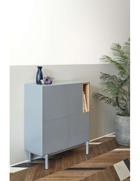 Aparador CORVO 100x40 cm, DM Gris Perla / Roble - Teulat. Vackart